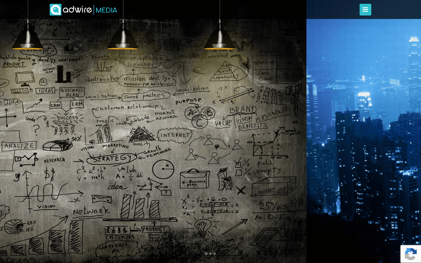 Adwire Media homepage hero screenshot, captured 2026-05-23