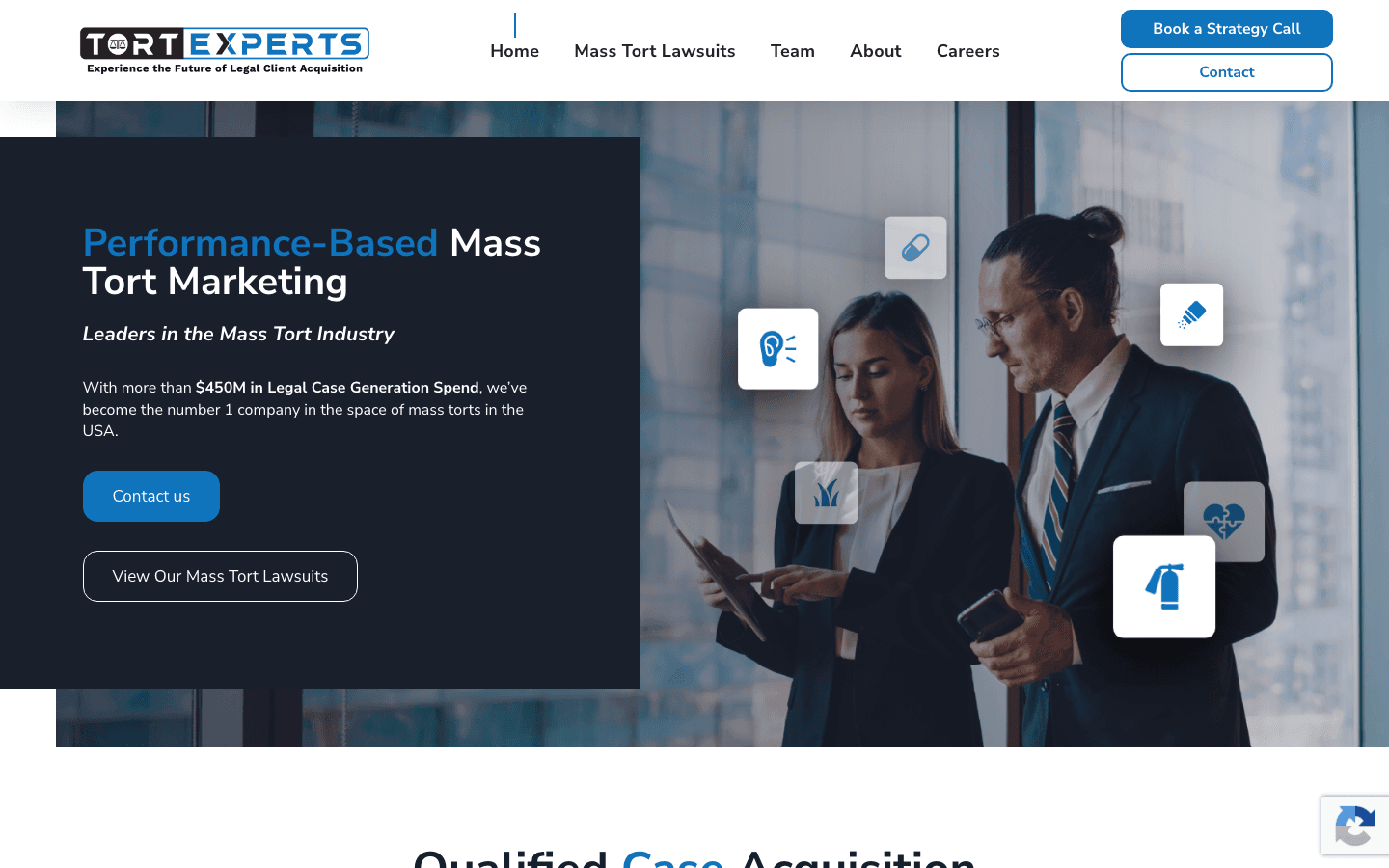 Tort Experts homepage hero screenshot, captured 2026-05-23